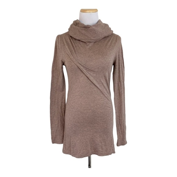 Anthropologie Lilka Cowl Neck Ruched Pima Cotton Long Sleeved Tunic Top Small - Picture 1 of 12